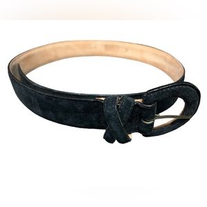 Vintage Harken Black Suede Leather Belt Size Medium, 28”-32”, 1 1/4” wide